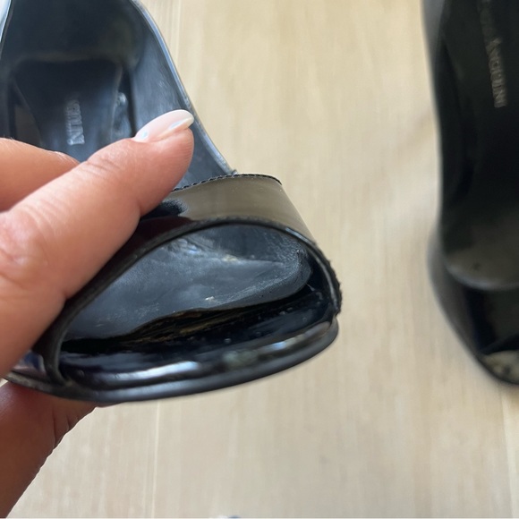 Enzo Angiolini Peep Toe Black Patent Pump Size 7 - Picture 6 of 9